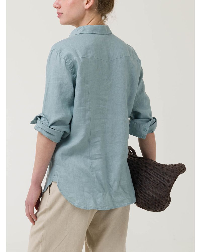 Blusa-Lino-Organico-Mujer-Lirio-Celeste-Rockford