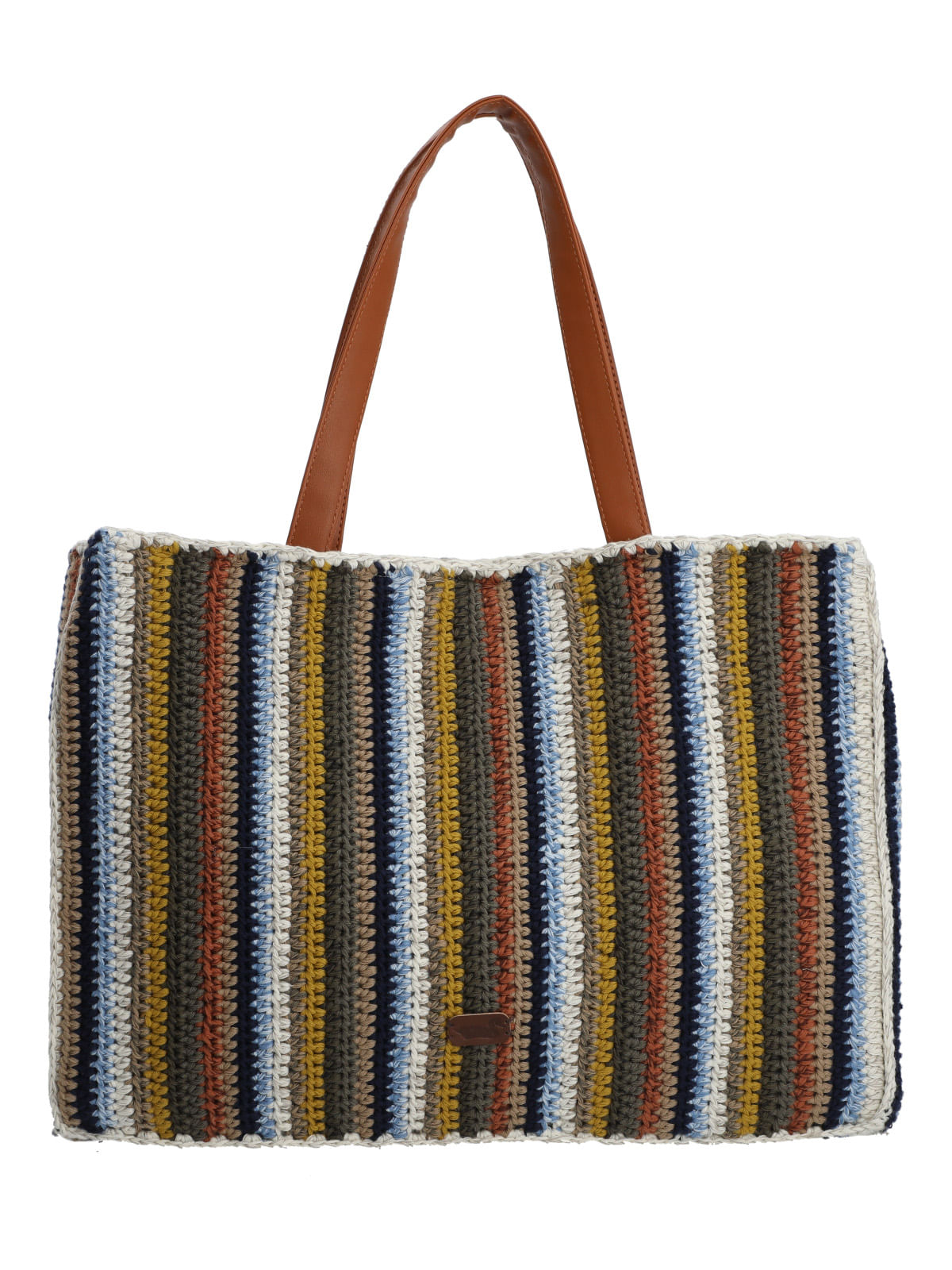 Cartera Algodon Organico Mujer Crochet Mar Tote Multicolor