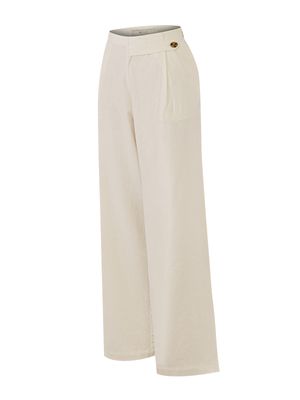 Pantalón Lino Orgánico Mujer Danubio Blanco Rockford