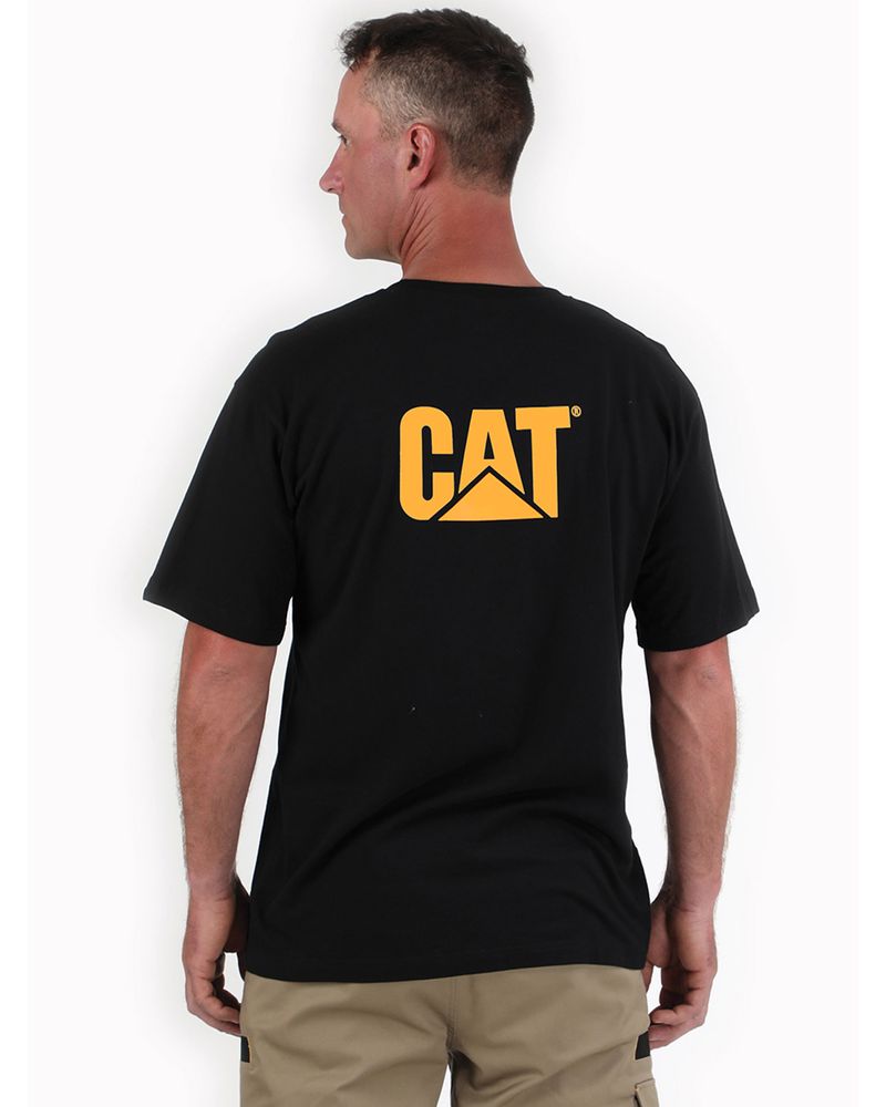 Polera-Manga-corta-Casual-Hombre-LOGO-POCKET-TEE-Negro-CAT
