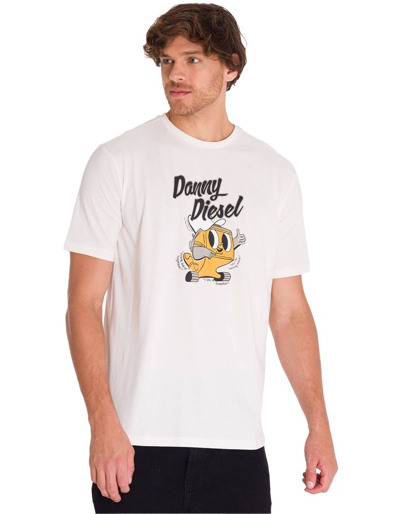 Polera-Manga-Corta-Casual-Hombre-RETRO-DANNY-DIESEL-GRAPHIC-TEE-Blanca-Cat
