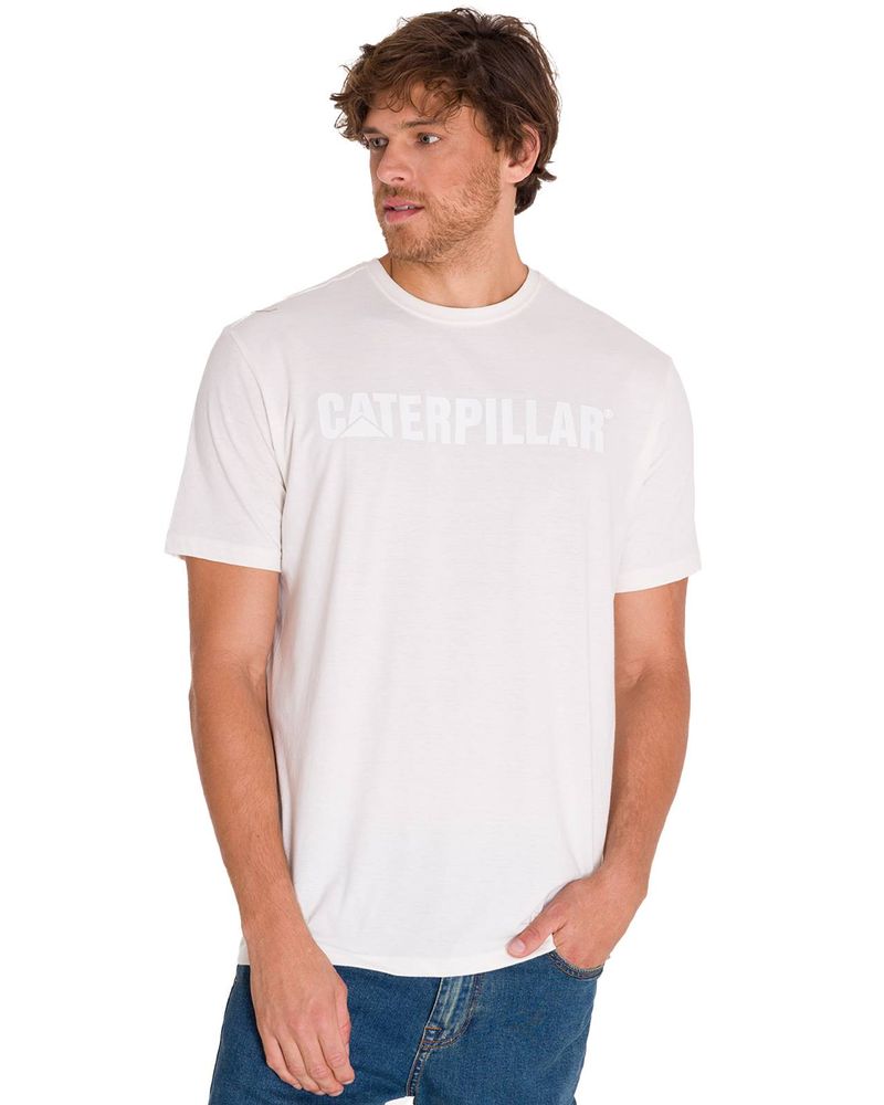 Polera-Manga-Corta-Hombre-Logo-Caterpillar-Blanco-Cat