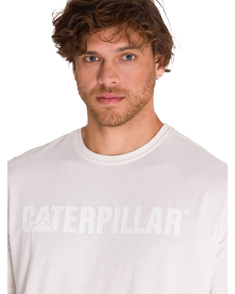 Polera-Manga-Corta-Hombre-Logo-Caterpillar-Blanco-Cat