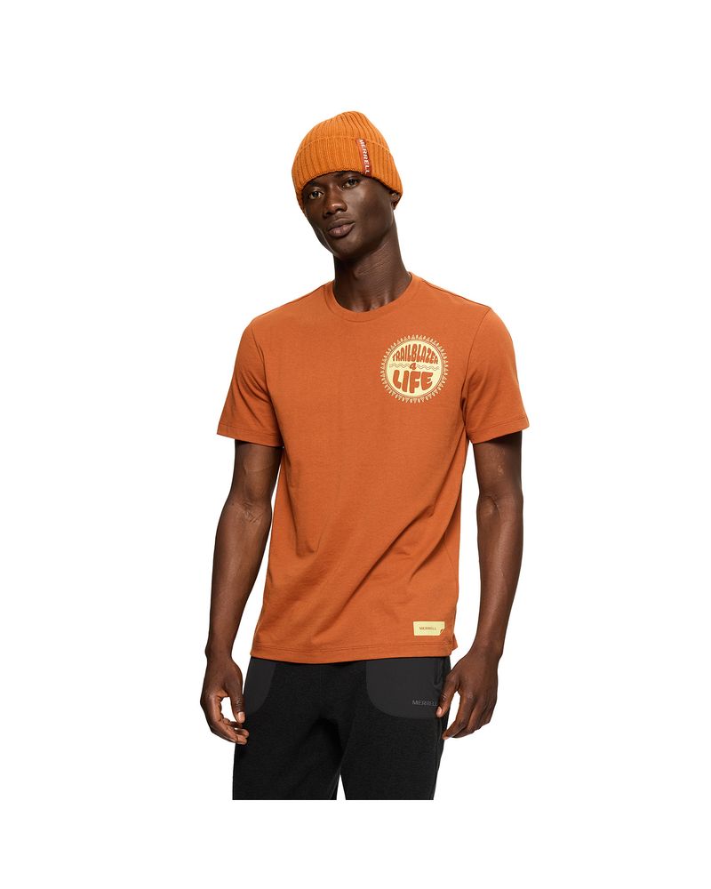 Polera-Manga-Corta-Hombre-For-Life-Naranjo-Merrell