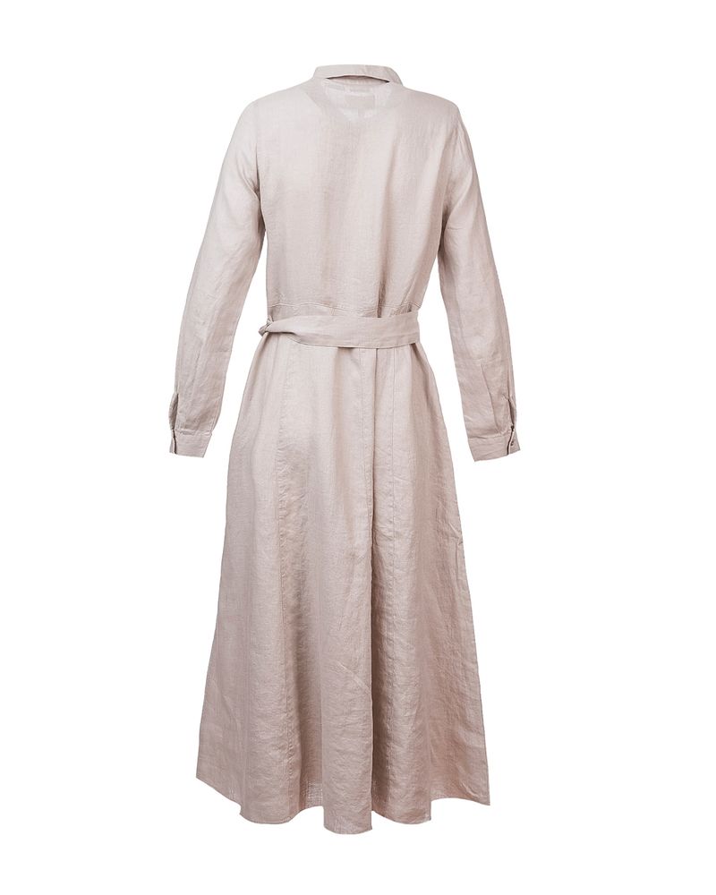 Vestido-Lino-Organico-Mujer-Sandro-Beige-Rockford