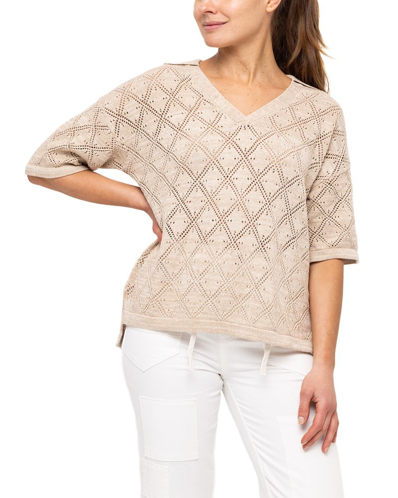 Polera-Algodon-Organico-Mujer-Caicos-Beige-Rockford