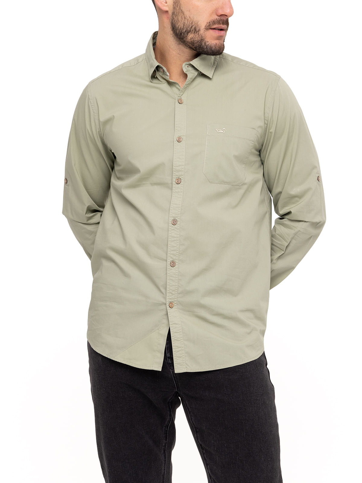 Camisa Algodón Orgánico Hombre Galiton Oliva Rockford