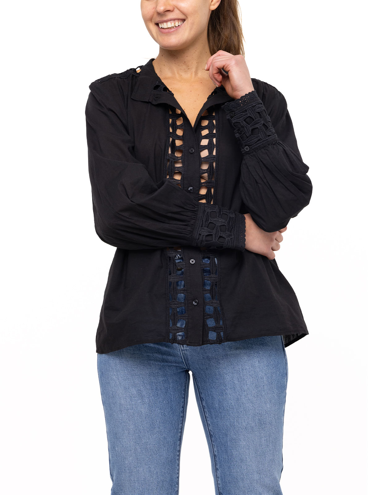 Blusa Algodón Orgánico Mujer Sahara Negro Rockford