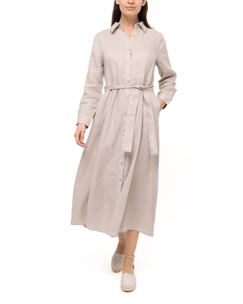 Vestido-Lino-Organico-Mujer-Sandro-Beige-Rockford