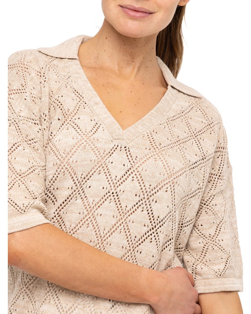 Polera-Algodon-Organico-Mujer-Caicos-Beige-Rockford