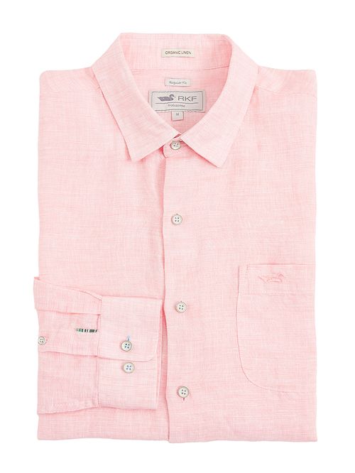 Camisa Lino Orgánico Hombre Linentexture Coral Rockford