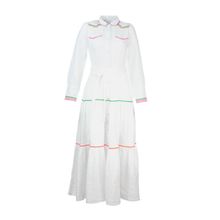 Vestido Lino Orgánico Mujer Ebano Blanco Rockford