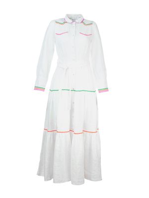 Vestido Lino Orgánico Mujer Ebano Blanco Rockford