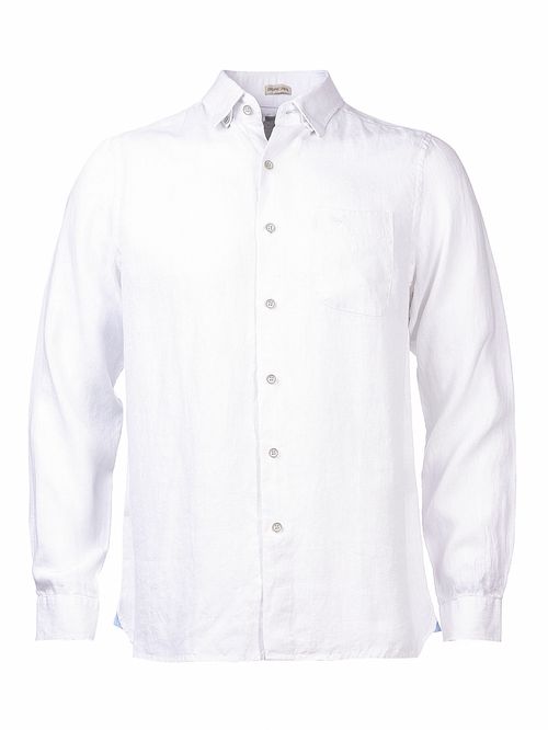 Camisa Lino Orgánico Hombre Linentexture Blanco Rockford