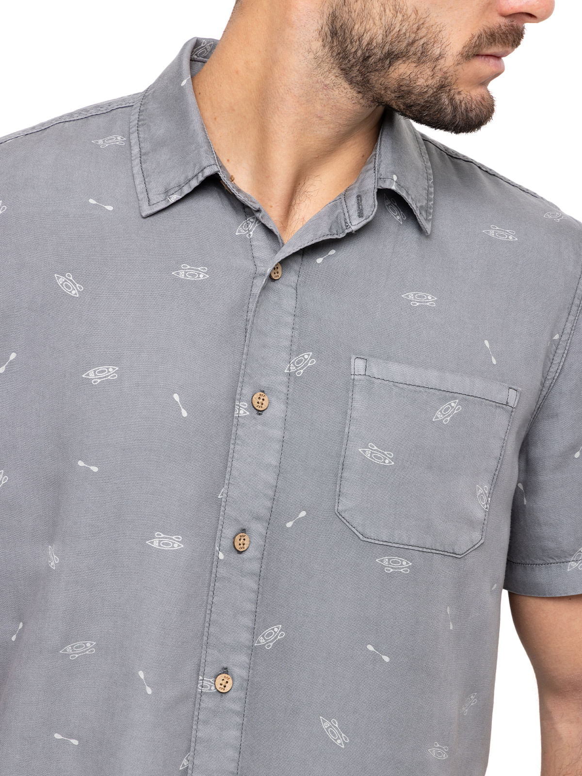 Camisa Tencel Hombre Denimprint Gris Rockford