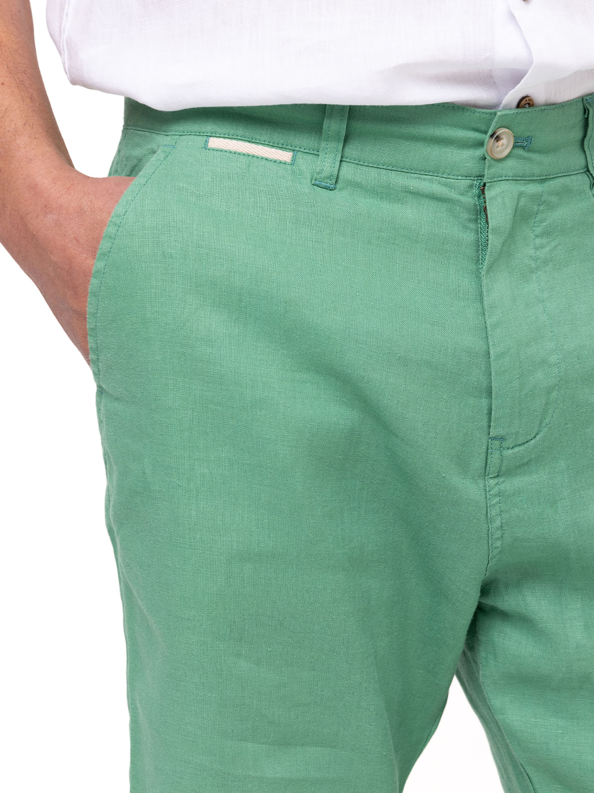 Short Lino Orgánico Hombre Linen Verde Rockford