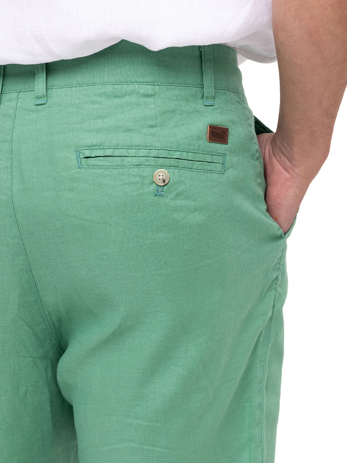 Short Lino Orgánico Hombre Linen Verde Rockford