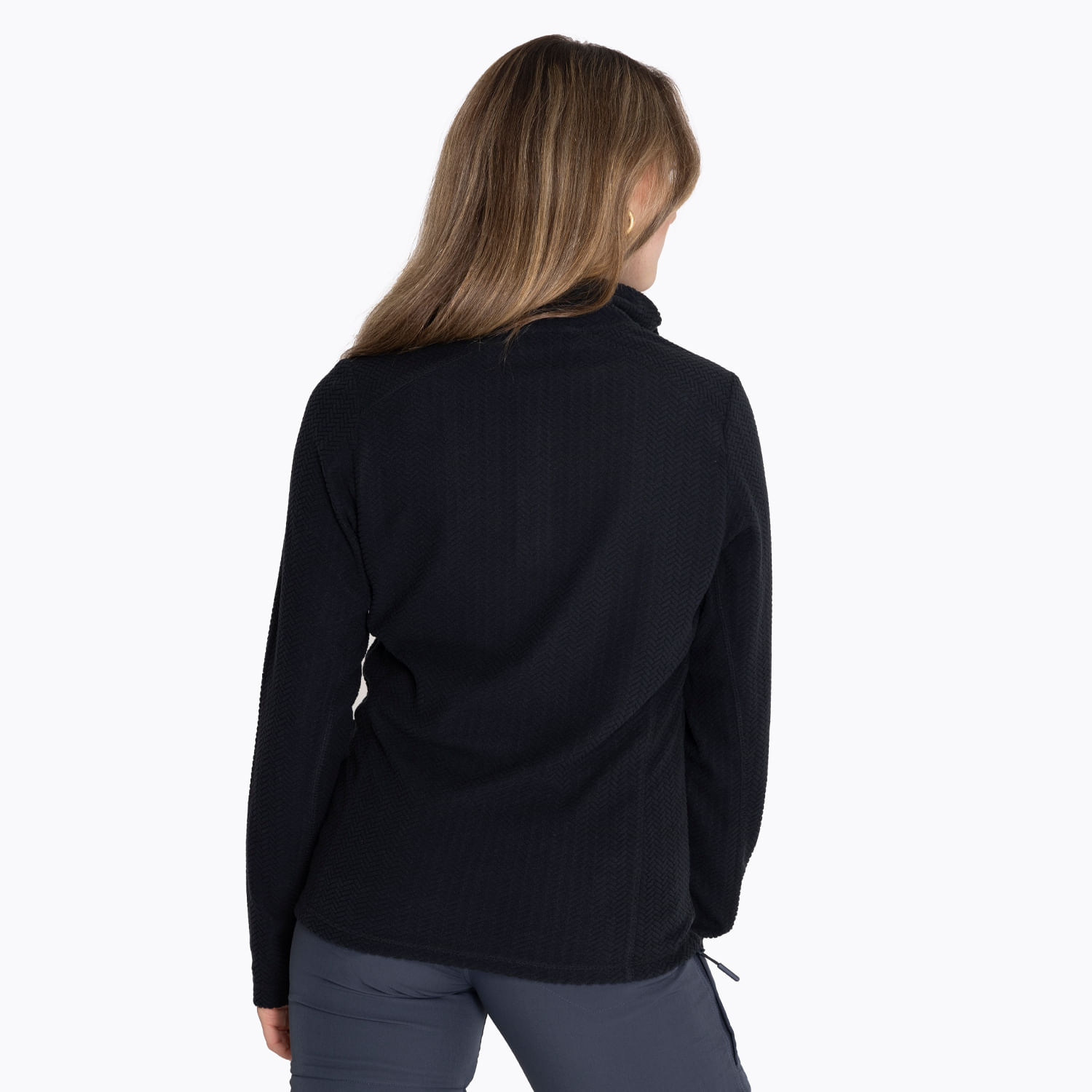 Poleron Mujer Embossed Half Zipper Sweatshirt