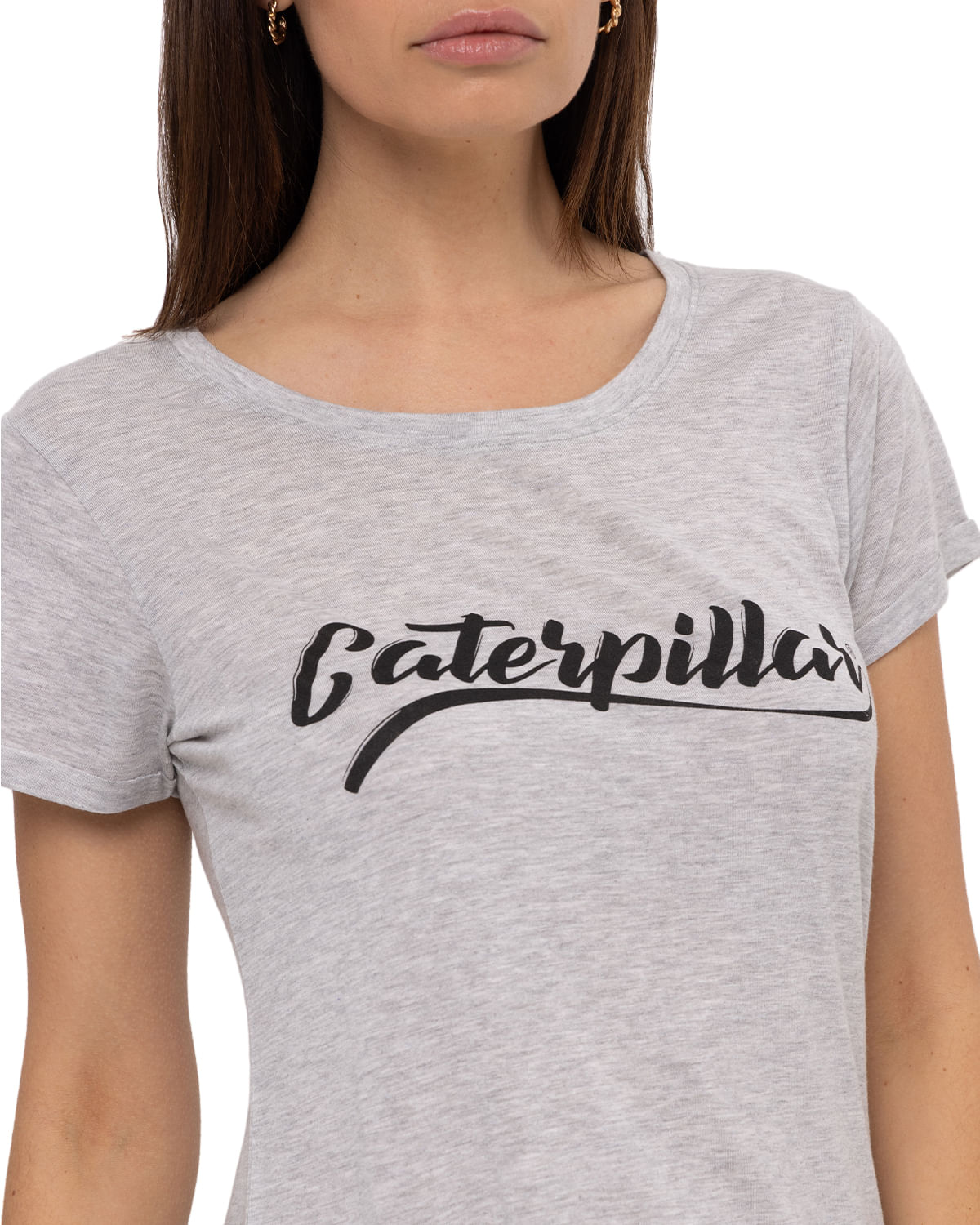 Polera Manga Corta Casual Mujer W Caterpillar Script Tee Gris Cat