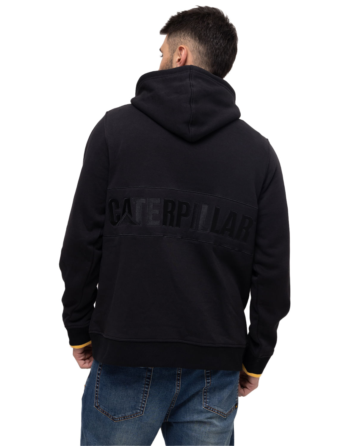 Polar Casual Hombre Polar Fleece Full Zip Hoodie Negro Cat-Cat