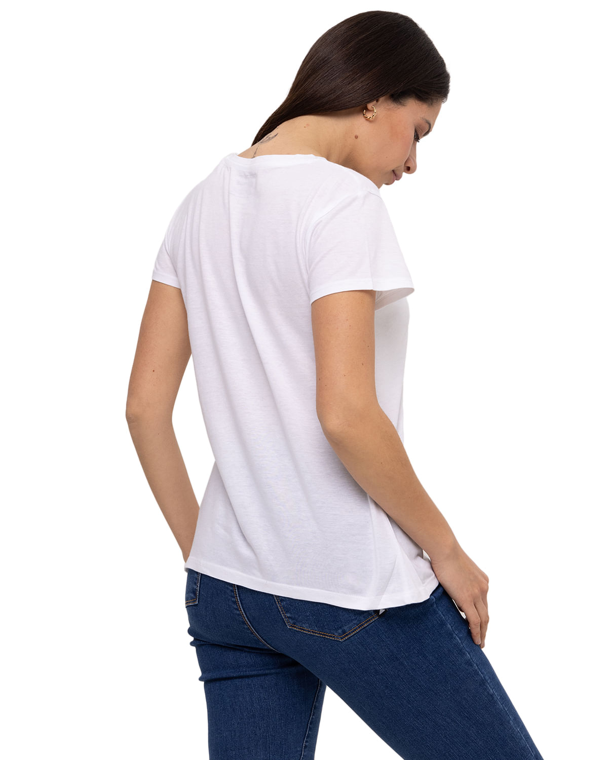 Polera Manga Corta Casual Mujer METALLIC CAT LOGO TEE BLANCO CAT