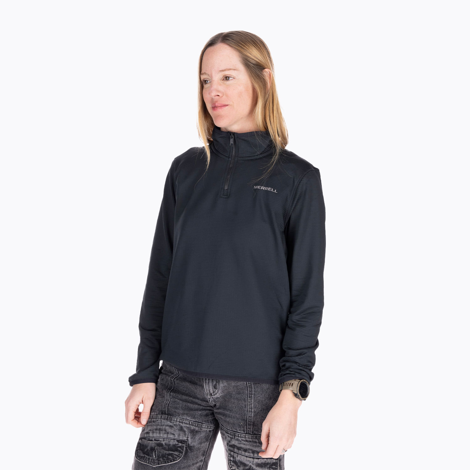 Poleron Mujer Geotex 1/4 Zip Negro Merrell