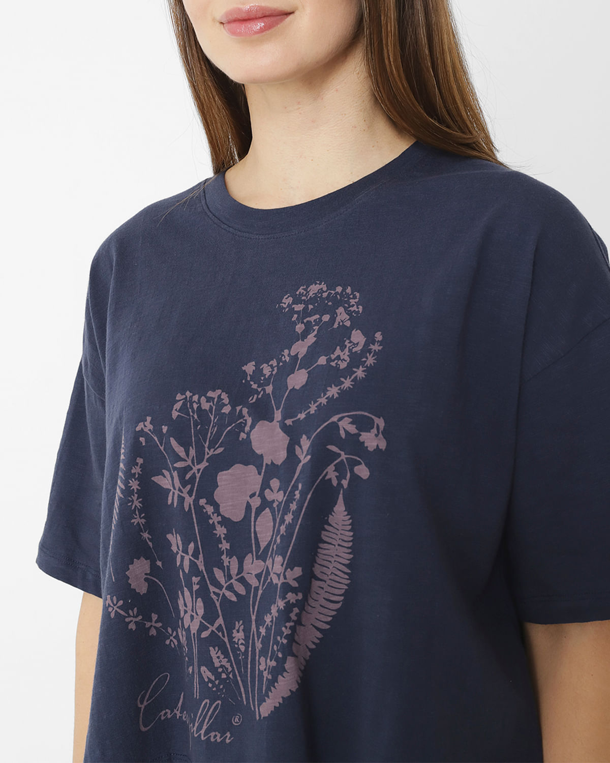 Polera Manga Corta Casual Mujer WEEKENDER GRAPHIC SCOOP NECK BOXY TEE AZUL CAT
