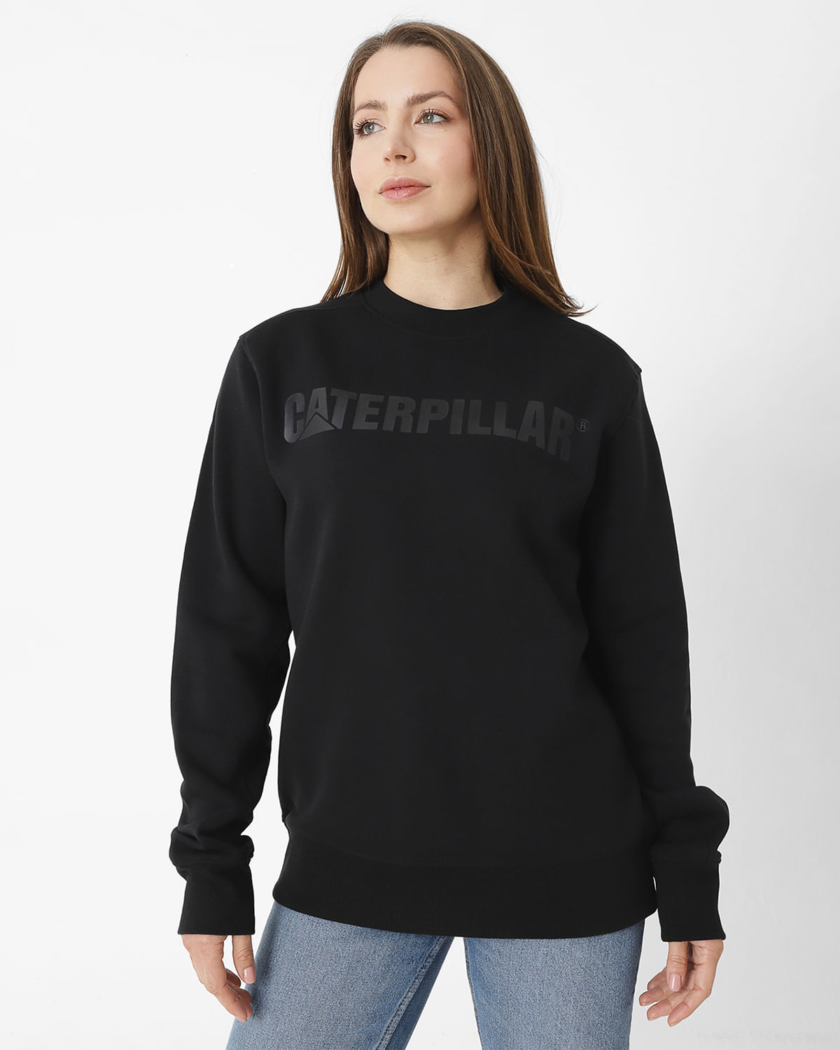 Poleron Casual Unisex CATERPILLAR LOGO CREWNECK SWEATSHIRT NEGRO CAT