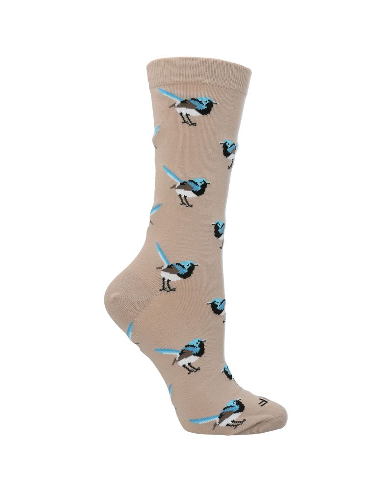 Calcetin-Bambu-Mujer-Bird-Beige-Crudo-Rockford