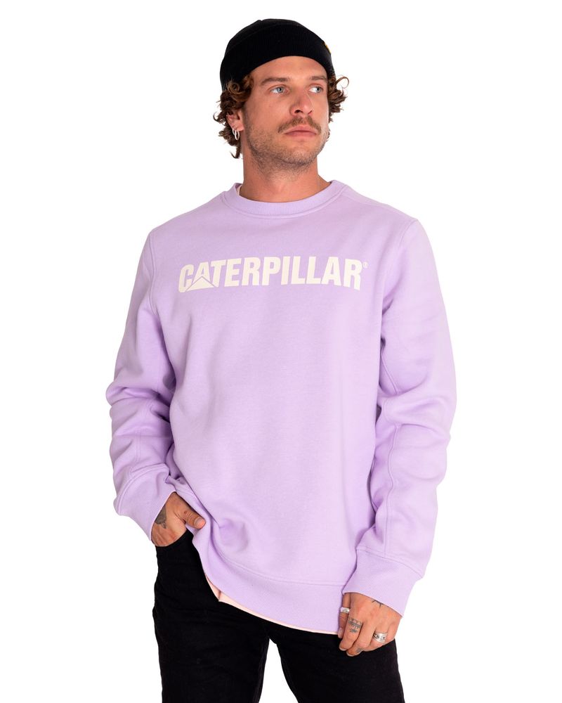 Poleron-Casual-Mujer-Caterpillar-Logo-Crewneck-Sweatshirt-Morado-Cat