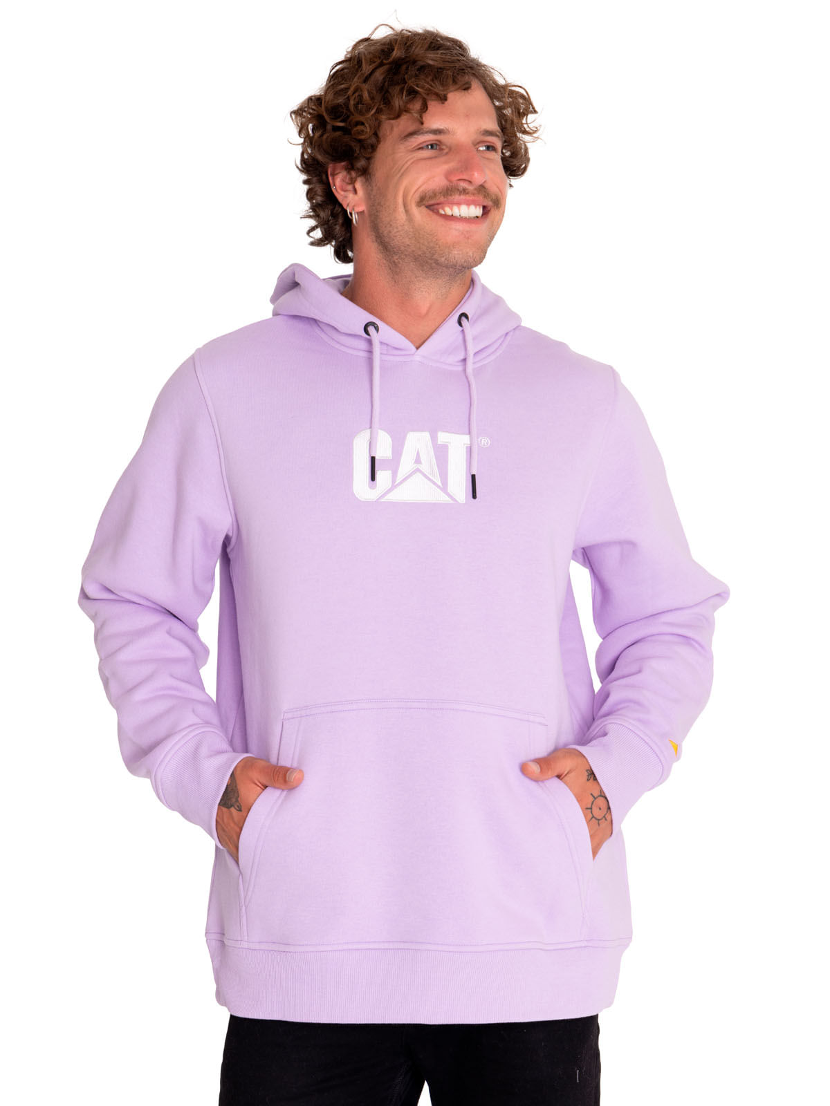 Poleron Casual Mujer Fleece Cat Logo Pullover Hoodie Morado Cat