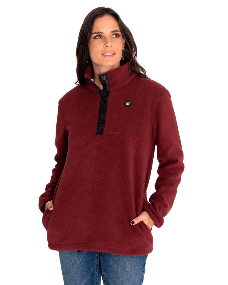 Polar-Casual-Mujer-W-Polar-Fleece-Half-Snap-Jacket-Rojo-Cat