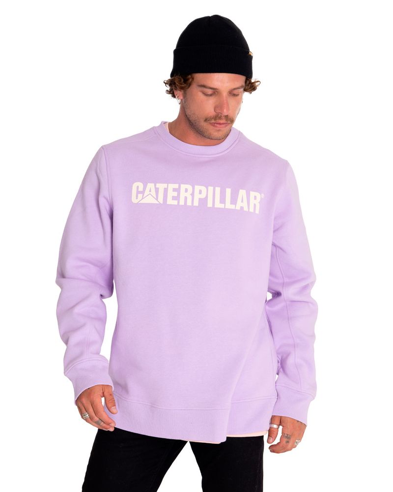 Poleron-Casual-Mujer-Caterpillar-Logo-Crewneck-Sweatshirt-Morado-Cat