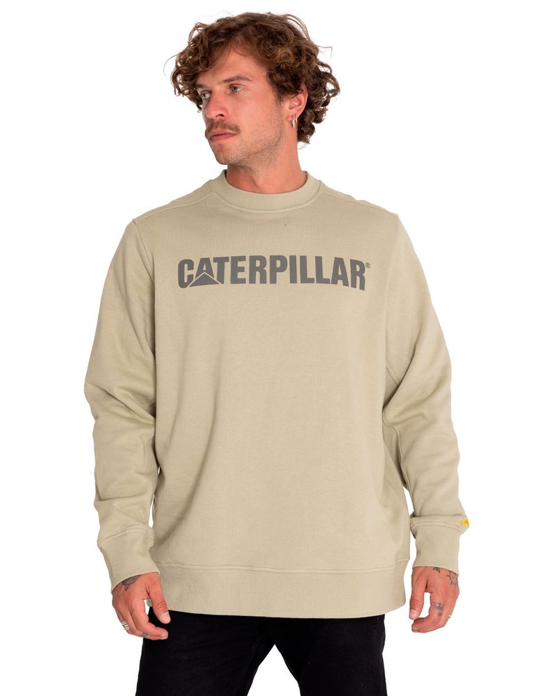 Poleron-Casual-Mujer-Caterpillar-Logo-Crewneck-Sweatshirt-Verde-Cat