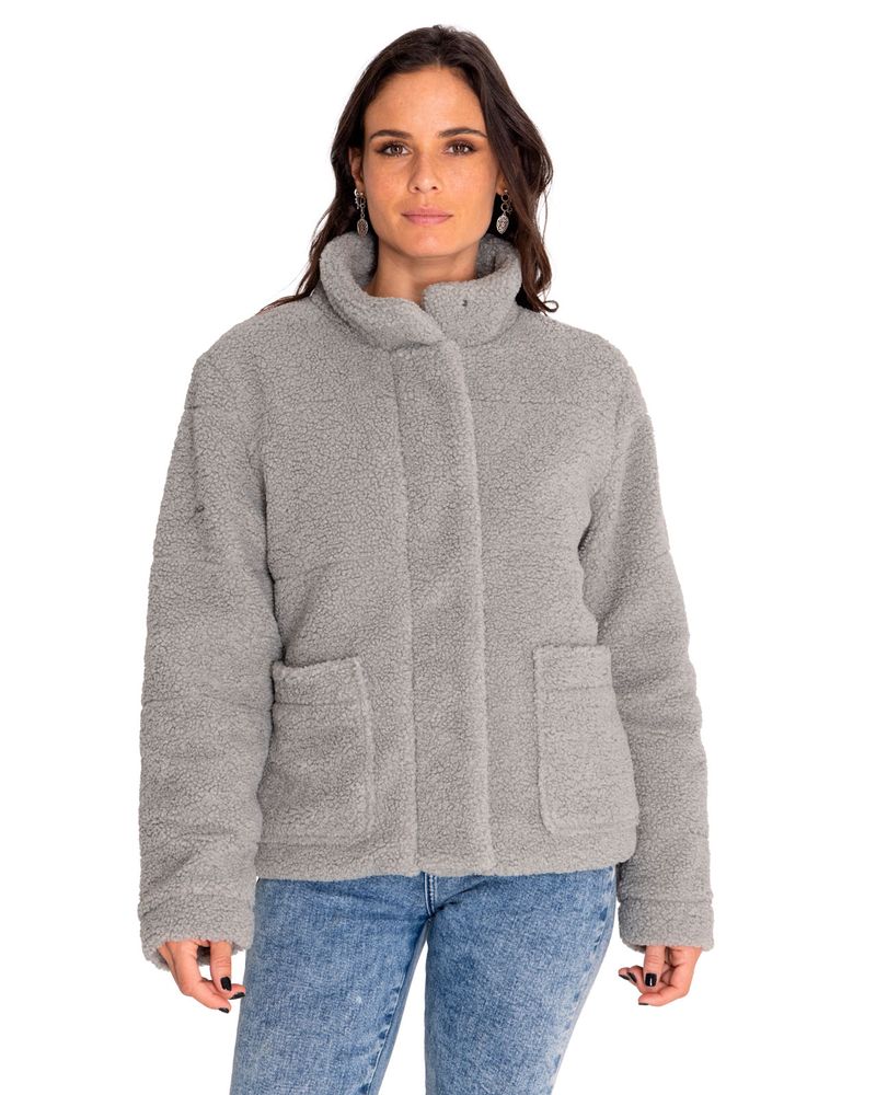 Polar-Casual-Mujer-Insulated-Full-Zip-Teddy-Jacket-Gris-Cat
