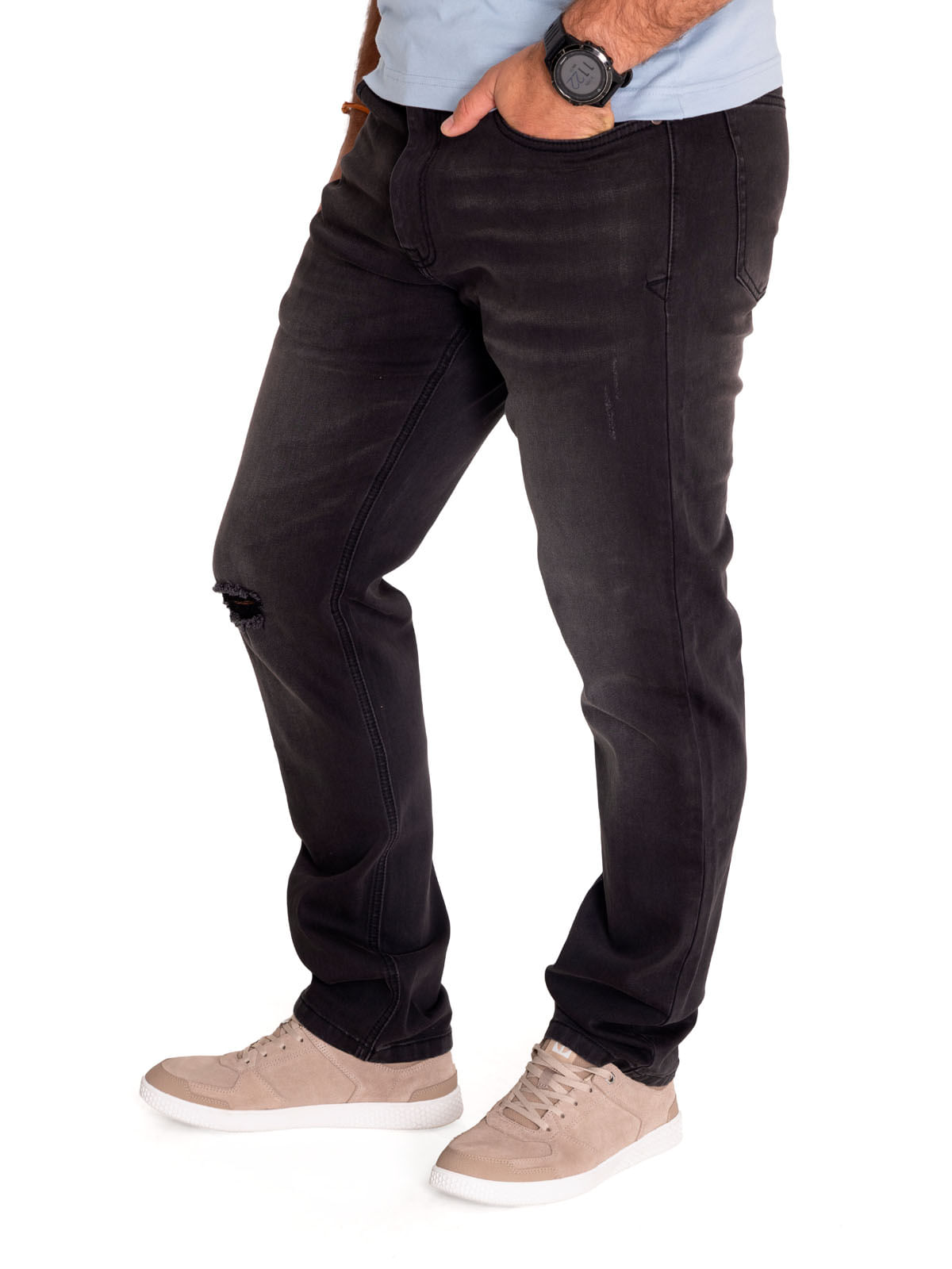 Jeans Casual Hombre Triblend Stretch Denim Slim Gris Cat
