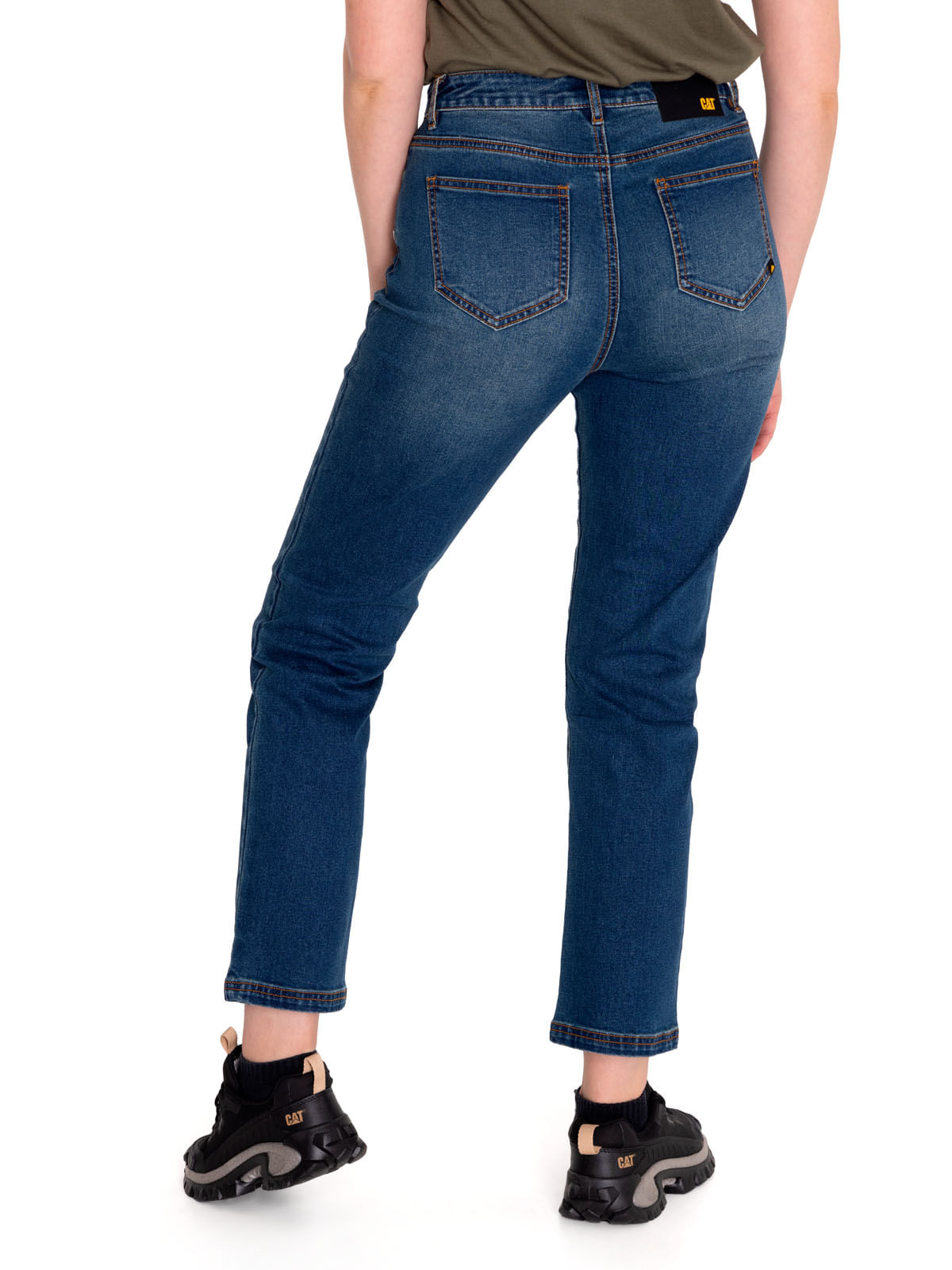 Jeans Denim Mujer Triblend Stretch Denim High-Rise Straight Rojo Cat