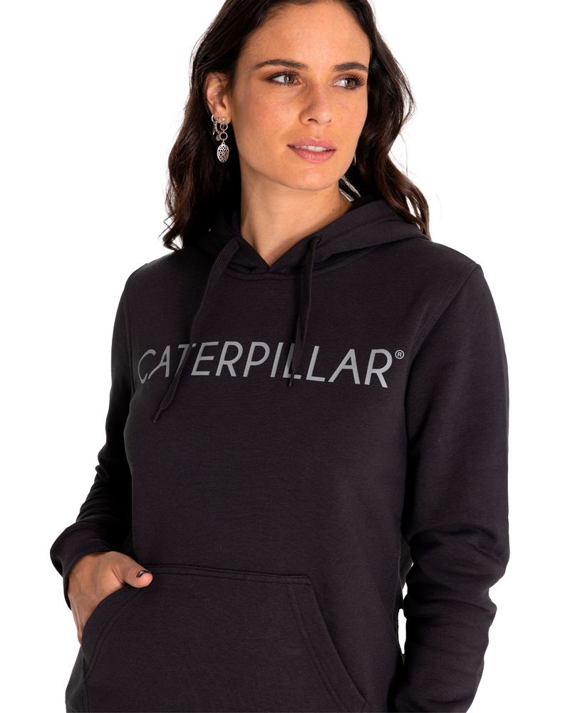 Poleron-Casual-Mujer-Fleece-Caterpillar-Pullover-Hoodie-Negro-Cat