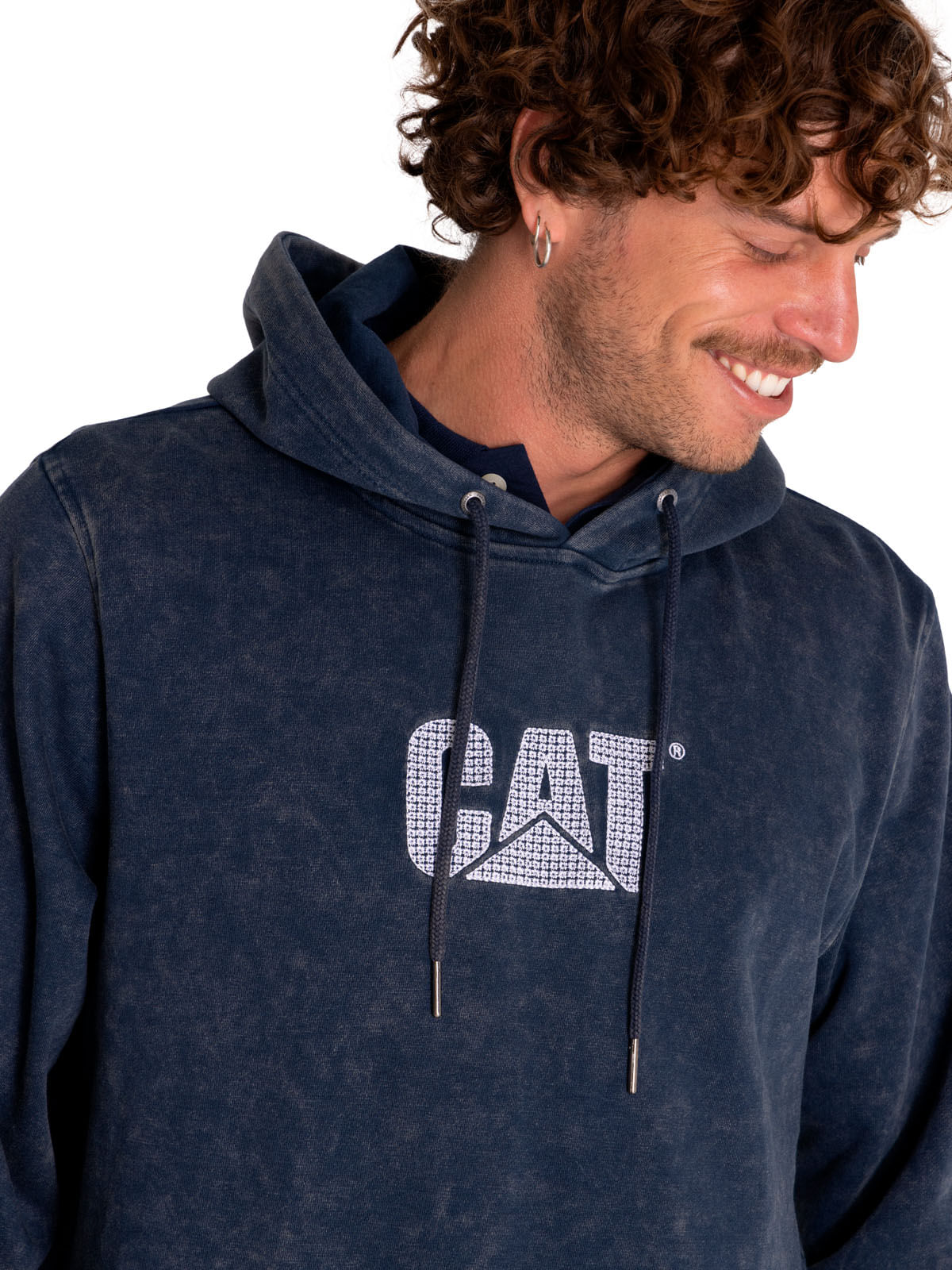 Poleron Casual Hombre Heritage Uniform Embroidered Hoodie Azul Cat