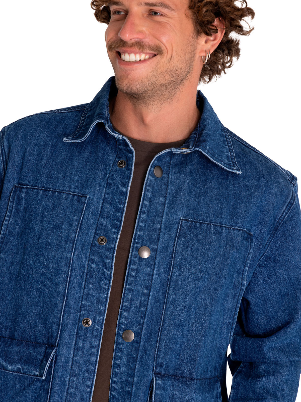 Chaqueta Casual Unisex Rigid Denim Heavy Overshirt Gris Cat