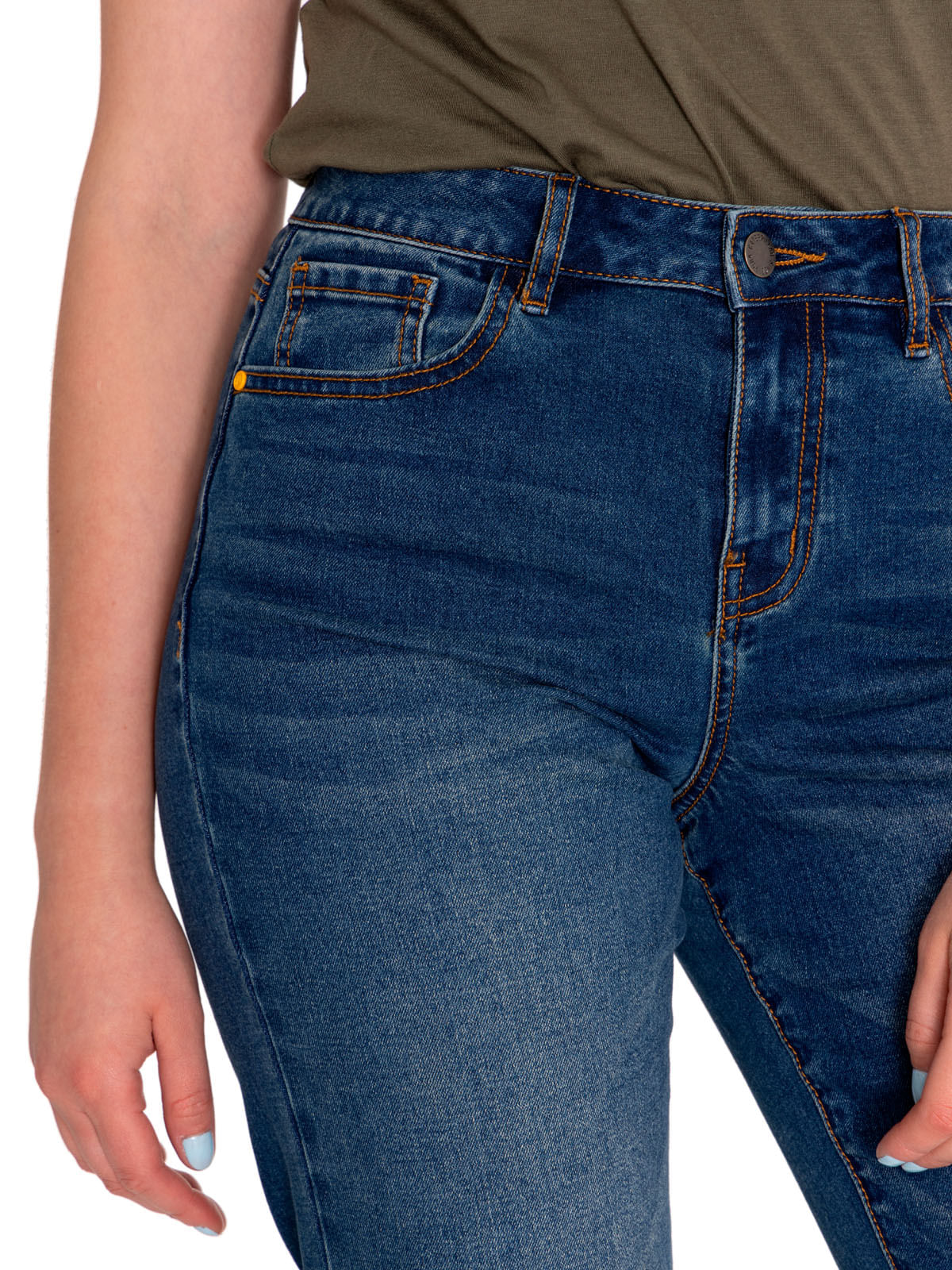 Jeans Denim Mujer Triblend Stretch Denim High-Rise Straight Rojo Cat