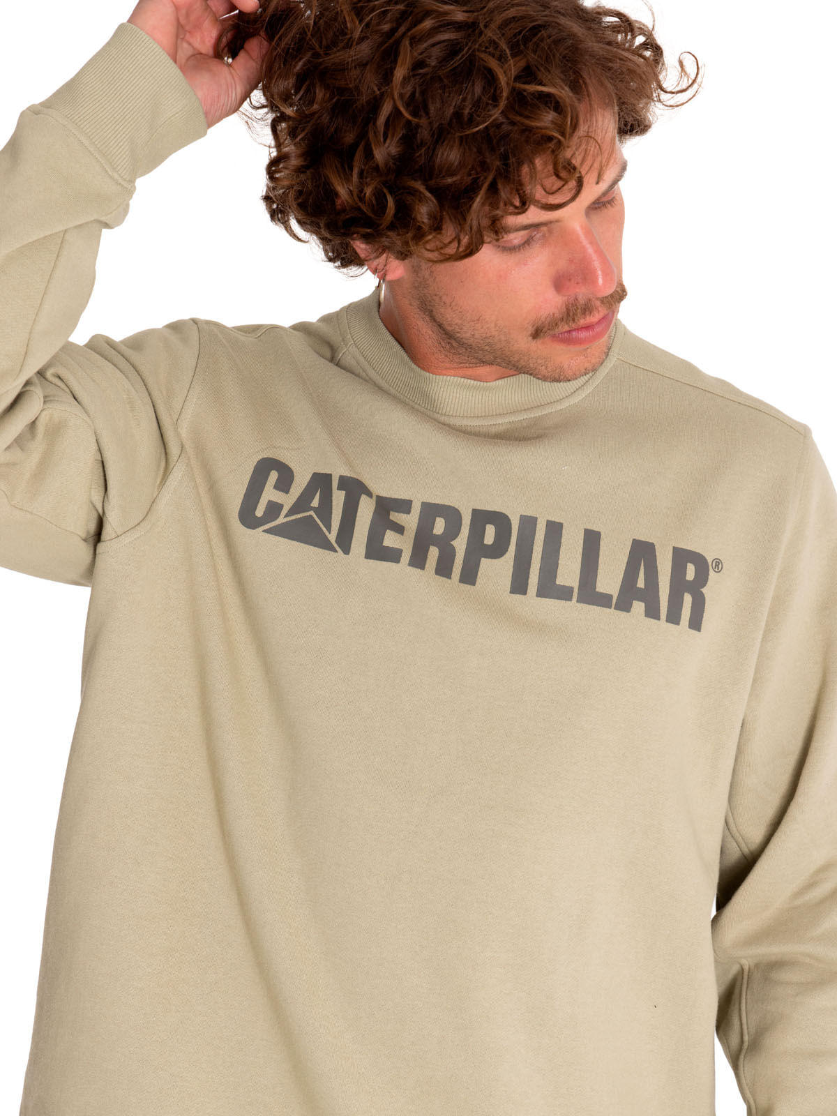Poleron Casual Mujer Caterpillar Logo Crewneck Sweatshirt Verde Cat