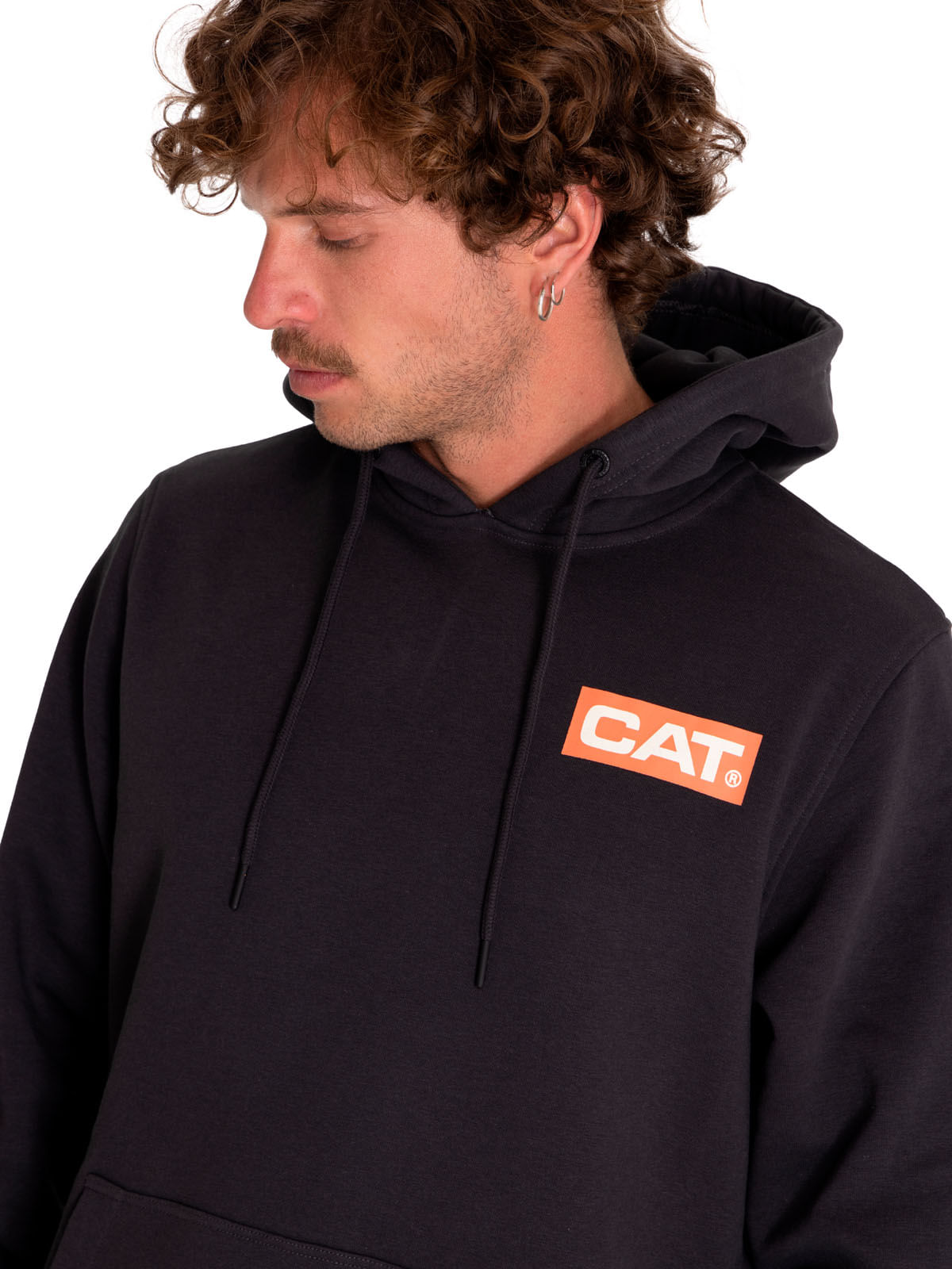 Poleron Casual Hombre Graphic Pullover Hoodie Negro Cat