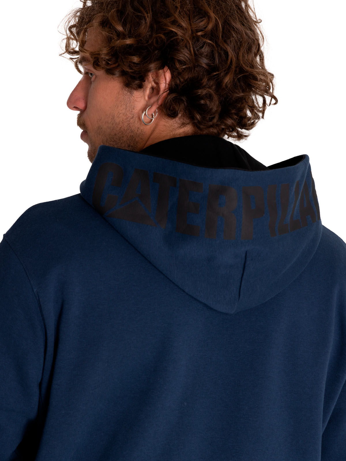 Poleron Casual Hombre Utility Hood Banner Full Zip Sweatshirt Azul Cat