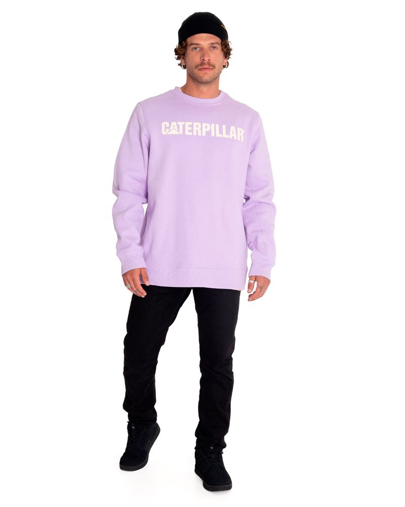 Poleron-Casual-Mujer-Caterpillar-Logo-Crewneck-Sweatshirt-Morado-Cat