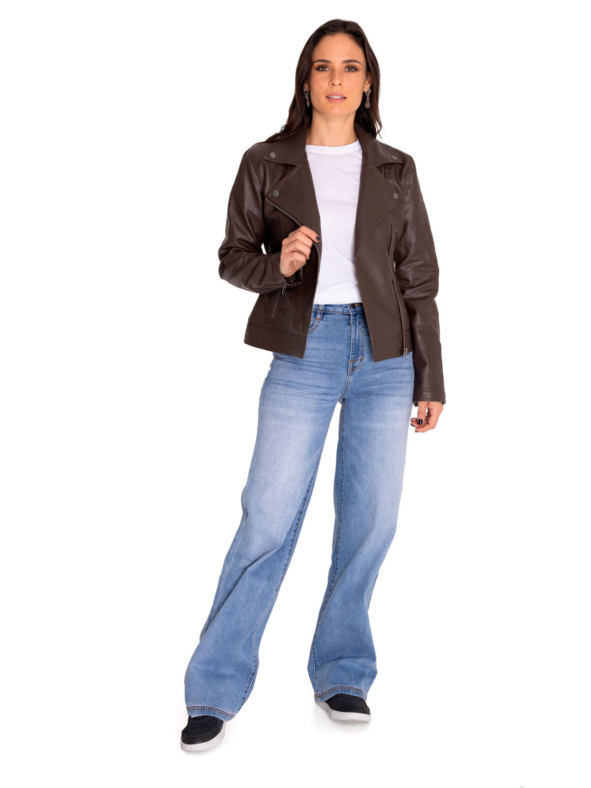 Chaqueta Cuero Mujer W Foundation Faux Leather Jacket Café Cat