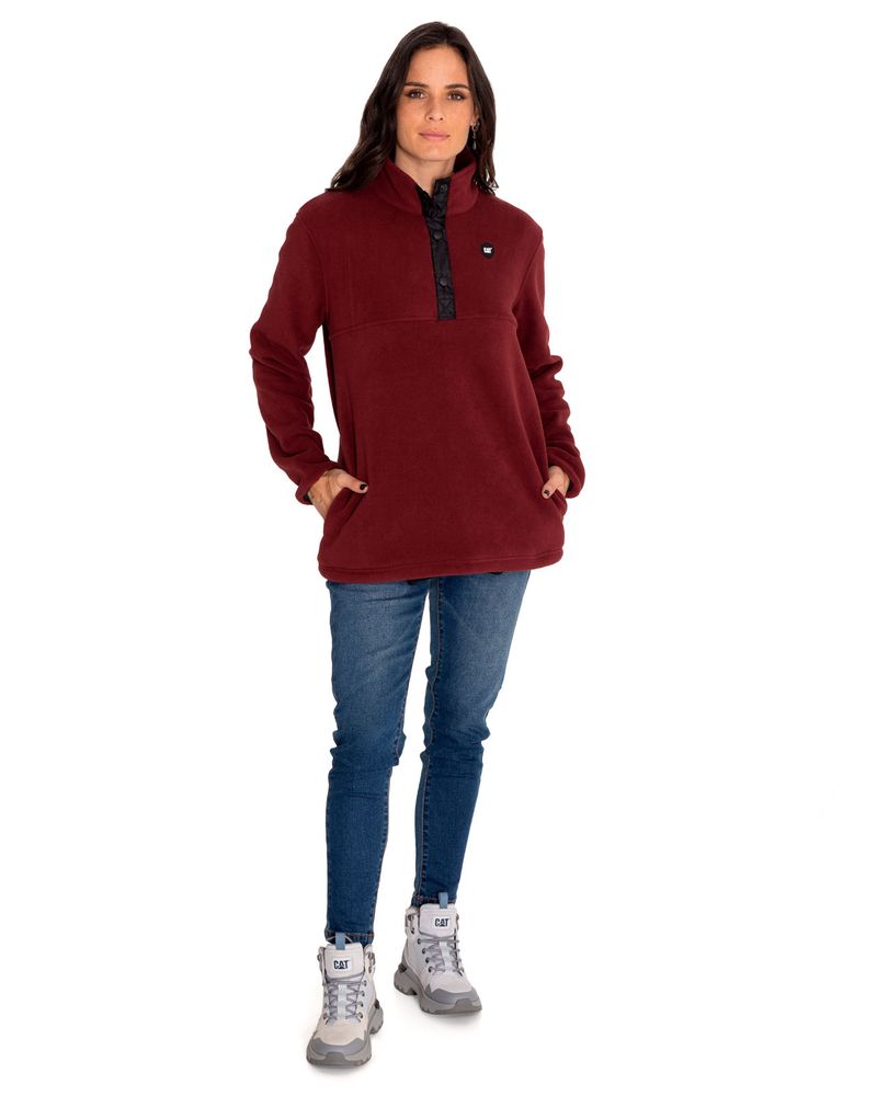 Polar-Casual-Mujer-W-Polar-Fleece-Half-Snap-Jacket-Rojo-Cat