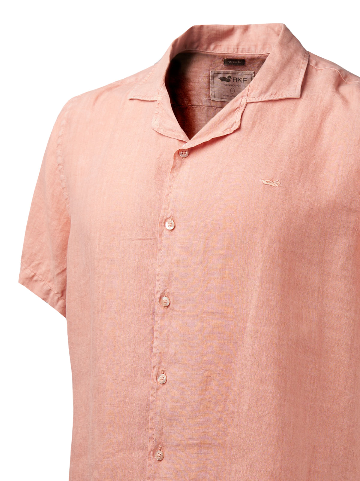 Camisa Lino Orgánico Hombre Braga Coral Rockford