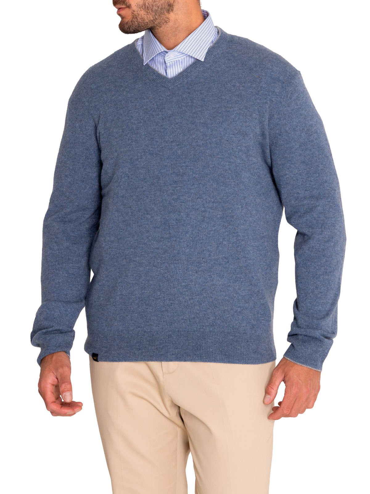 Sweater Cashmere Hombre Cash V Azul Rockford