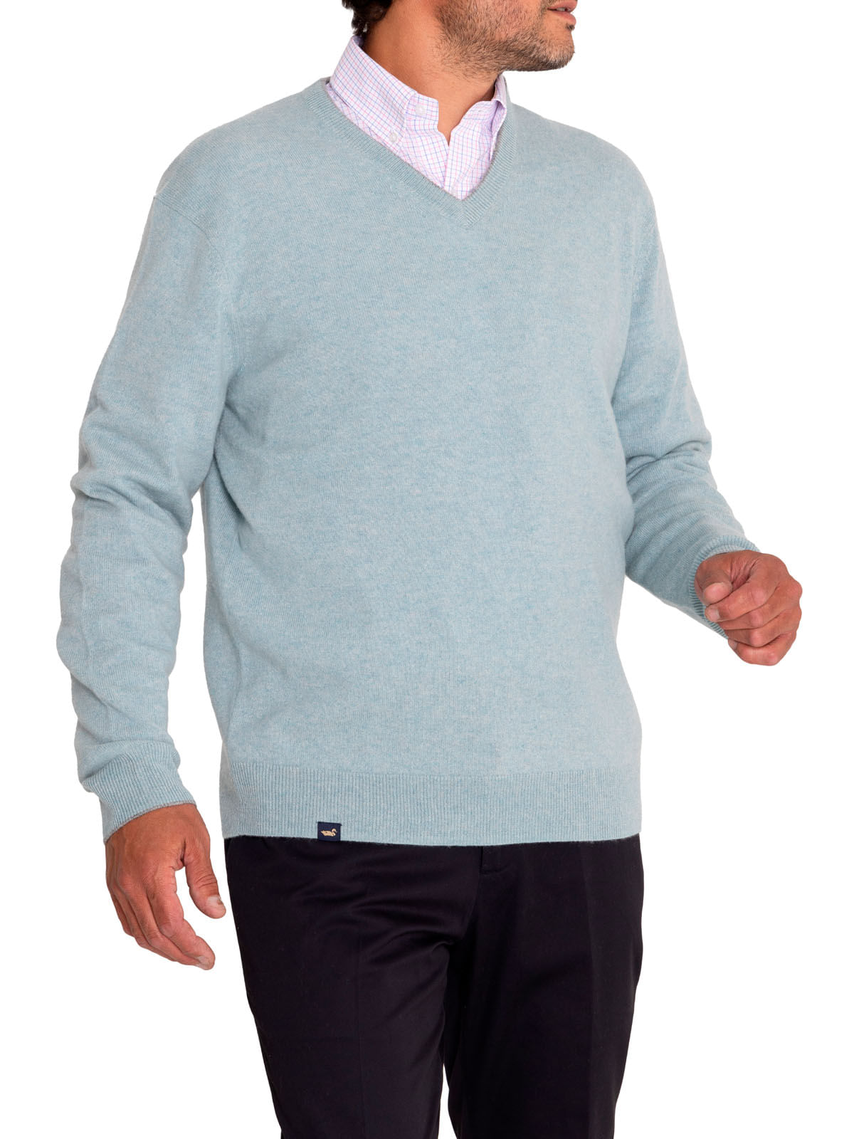 Sweater Cashmere Hombre Cash V Celeste Rockford